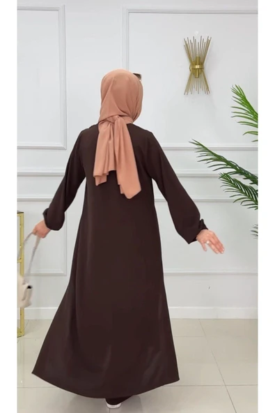 TESETTÜR ELBİSE BİLEK BOY UZUN ELBİSE PANTALON TAKIMI TESETTÜR TAKIM - 11