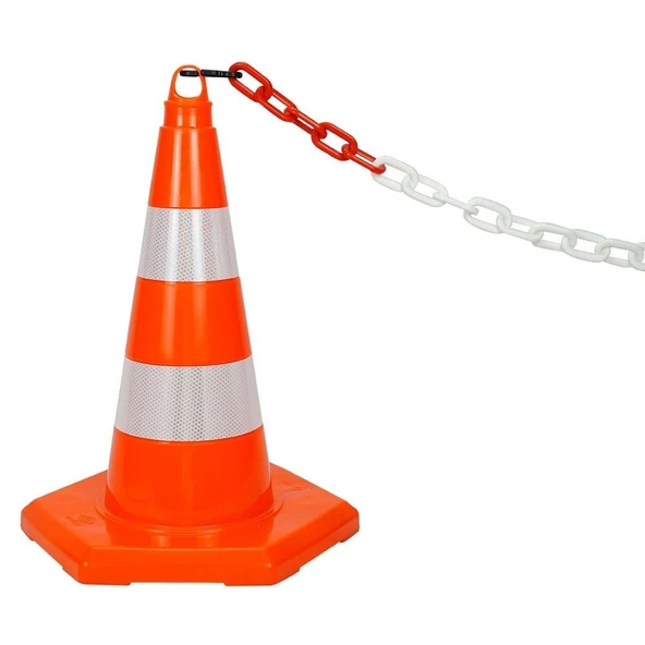 Plastik Zincir 1.5 Mt Uyarı Yönlendirme Kırmızı Beyaz Dayanık Güvenlik İşaretleme Sınır Belirleme - Resim 2