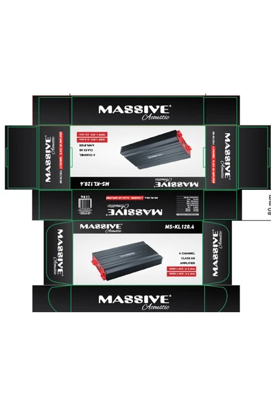 Massive Ms-kl120.4 4x120 Rms Profesyonel Oto Amfi Anfi Kl120.4 Bas Kontrollü - 3