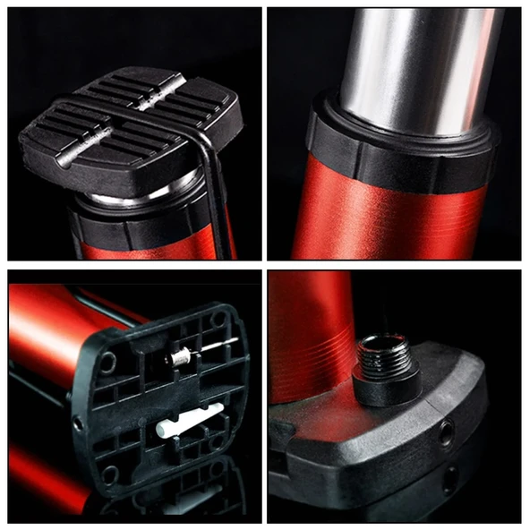 Yüksek Basınçlı Alüminyum Gümüş Renk Top Bisiklet Taşınabilir Hava Ayak Pompası - Resim 4