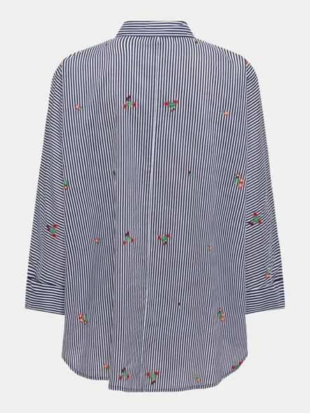 Only 15362135 Cizgili Kadin Gomlek - Lacivert Cizg - Resim 2