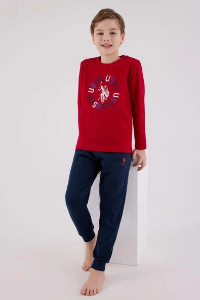 U.s. Polo Assn Uzun Kol Pijama Takım Us2214-4 Kırmızı