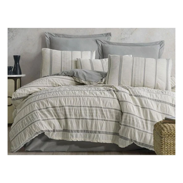 Zebra Casa Natıve Serıes Moena Gri-Grey Naturel Nevresim Takımı ürün görseli