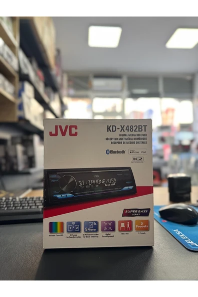 JVC Kd-x482bt 3 Amfi Çıkışlı Bluetooth/usb/aux/fm/kumanda Yoktur/rgb Tuş Işığı Profesyonel Oto Teyp