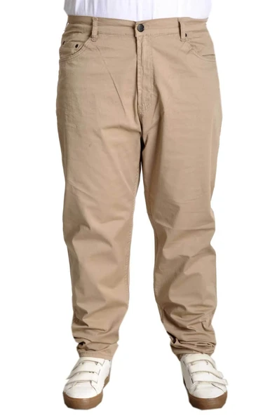 Büyük Beden Pantolon Keten 5cep Milano Classic 20902 Bej