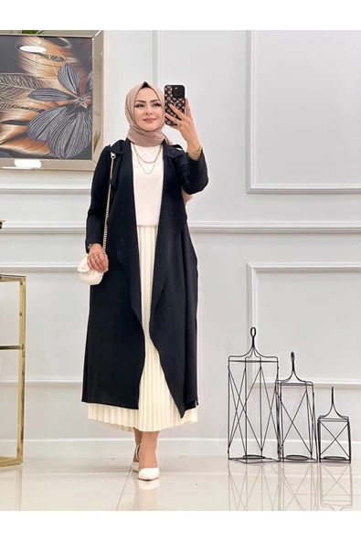 Tesettür Kap Önü Açık Ceket Yaka Detaylı ürün görseli