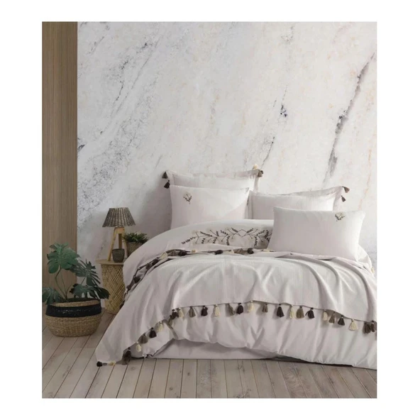 Zebra Casa Toscana Nakışlı Pike Seti Bej Çift Kişilik ürün görseli