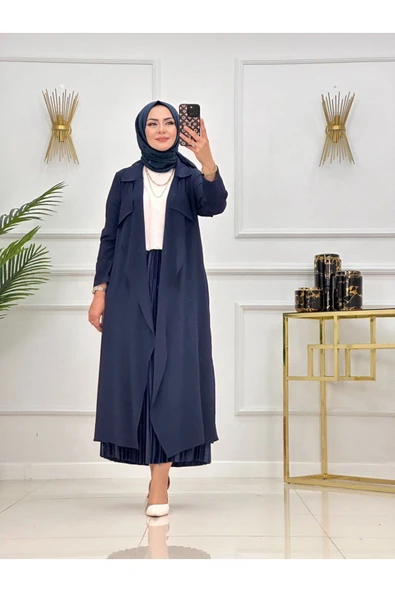 Tesettür Kap Önü Açık Ceket Yaka Detaylı - Resim 6