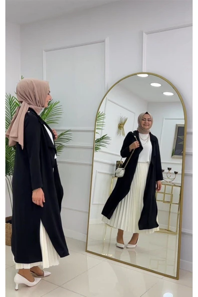 Tesettür Kap Önü Açık Ceket Yaka Detaylı - Resim 4