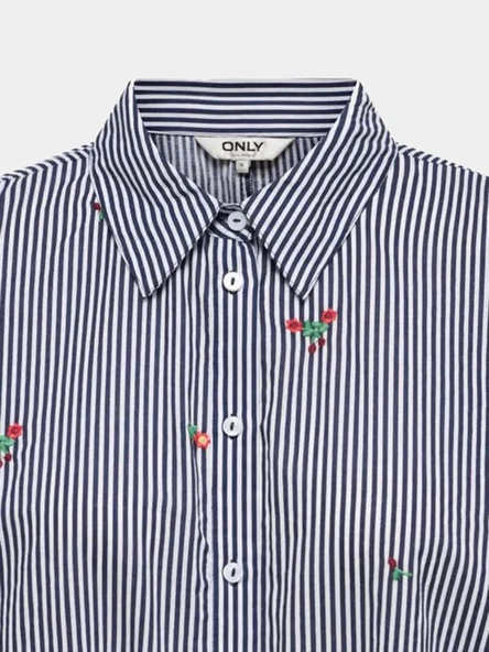 Only 15362135 Cizgili Kadin Gomlek - Lacivert Cizg - Resim 3