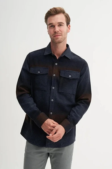 Cazador Regular Fit Cepli Oduncu Desenli Vintage Gömlek-23005 - Resim 2