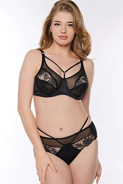 AMORA SECRET Arias Closet Balenli Desteksiz Dolgusuz Toparlayıcı Yaka Detaylı Dantelli Küçültücü Sütyen ve Slip Takım