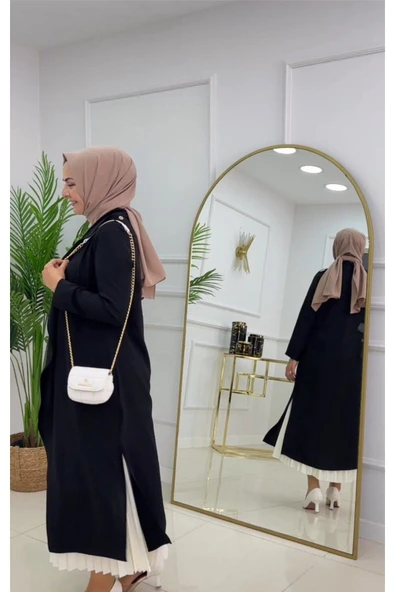 Tesettür Kap Önü Açık Ceket Yaka Detaylı - Resim 3