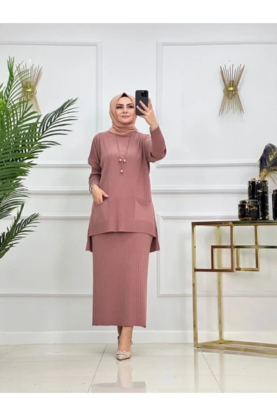 Kadın Tesettür Takım, 2'li Etek&Tunik - 4