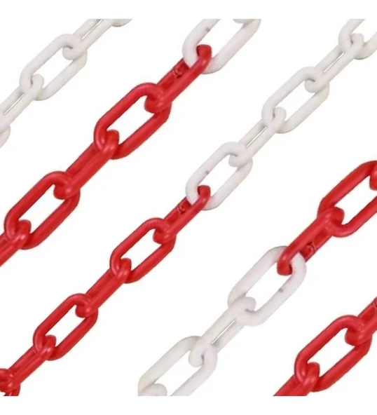 Plastik Zincir 1.5 Mt Uyarı Yönlendirme Kırmızı Beyaz Dayanık Güvenlik İşaretleme Sınır Belirleme - Resim 5