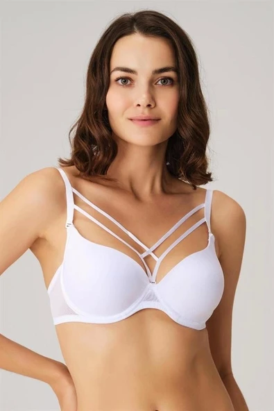 AmoraSecret AmoraSecret Balenli Desteksiz Dolgusuz Askıları Çıkabilen Yaka Detaylı T-Shirt Sütyeni - 1