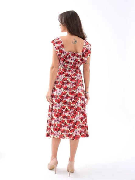 5370 ELBİSE-KIRMIZI - Resim 5