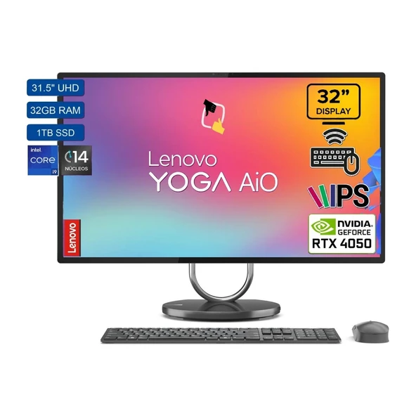 Yoga Aıo 9 Intel Core I9 13900H 32GB 1tb SSD Rtx 4050 Windows 11 Pro 31.5" UHD All In One Bilgisayar F0HJ0037TR ürün görseli