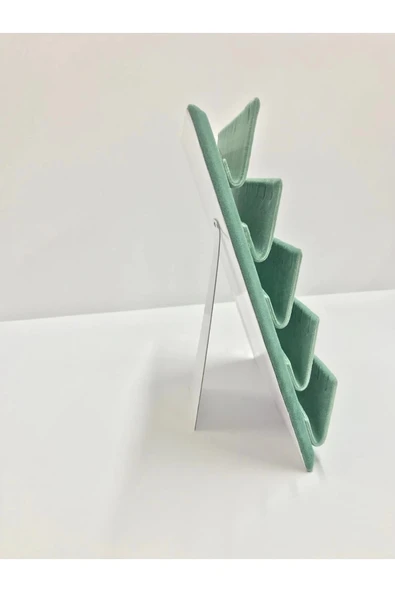 Süet Kumaş 20/16 Cm Yeşil Renk Ayaklı Küpe Standı - 2