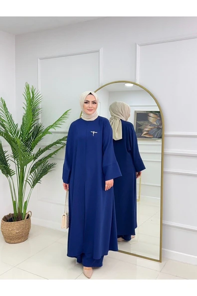 Kadın Tesettür 2'Li Takım Ferace Formunda Tunik & Pantolon - Resim 6