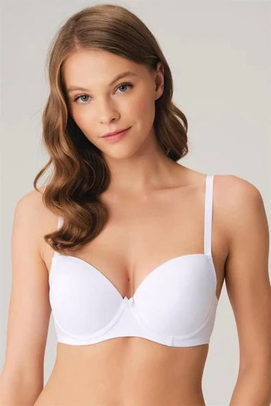 AmoraSecret AmoraSecret Balenli Destekli Dolgulu Askıları Çıkabilen Günlük Klasik T-Shirt Sütyeni - 1