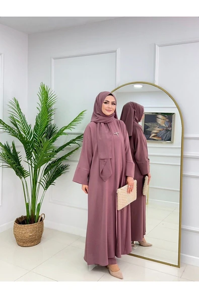 Kadın Tesettür 2'Li Takım Ferace Formunda Tunik & Pantolon - Resim 5