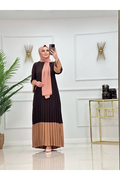 Kadın Tesettür Piliseli Elbise - 7