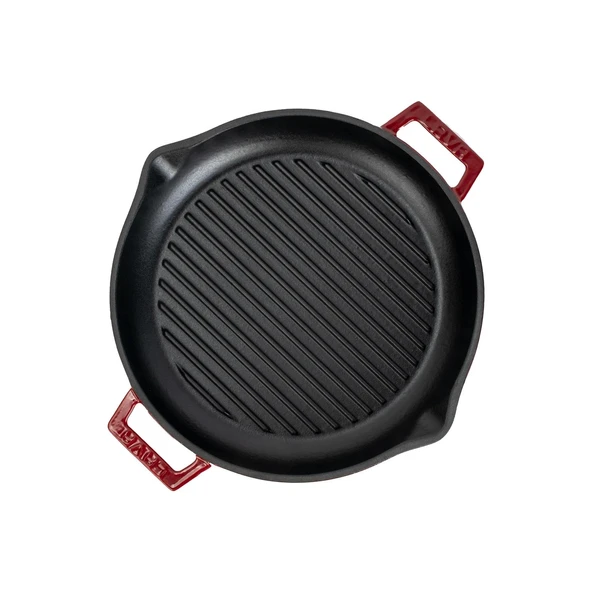 Lava Döküm Yuvarlak Izgara Tavası Döküm Demir Yekpare Çift Kulplu Çap(Ø)30cm.-Bordo - Resim 3