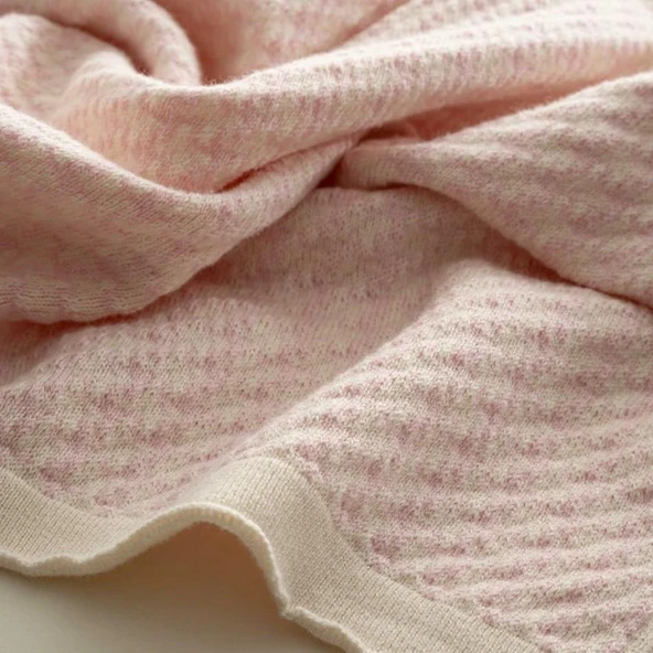 Ecocotton Baby Love Bebek Battaniyesi %100 Organik Pamuk Örgü Pudra TK - Resim 2