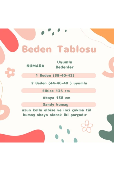 Kadın Tesettür Abaya Takım, Uzun Kollu Elbise ve Tül Abaya - 2