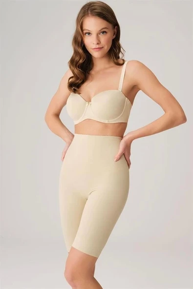AmoraSecret AmoraSecret Toparlayıcı Bel ve Bacak İnceltici Dikişli Uzun Paçalı Orta Bel Sıkı Şort Korse - 1