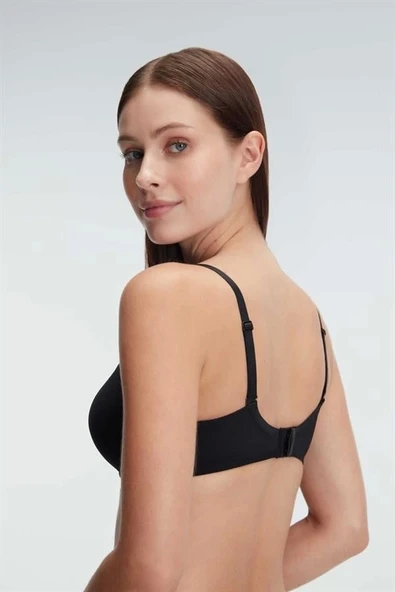 Amora Secret Siyah Balenli Desteksiz Dolgusuz Askıları Çıkabilen Günlük Klasik T-Shirt Sütyeni - Resim 2
