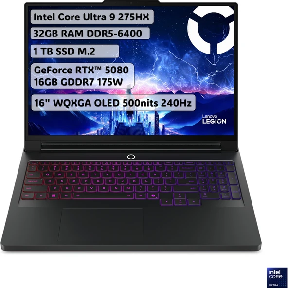 Legion Pro 7 Intel Core Ultra 9 275HX 32GB 1TB SSD RTX5080 Freedos 16" WQXGA Taşınabilir Bilgisayar 83F5004STR ürün görseli