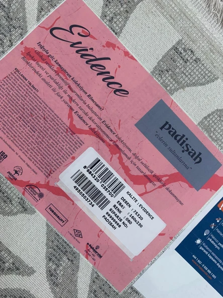 Padişah Halı Evidence 75320 060 Serisi Viskon Akrilik Salon Oturma Yatak Odası Halısı - Resim 8