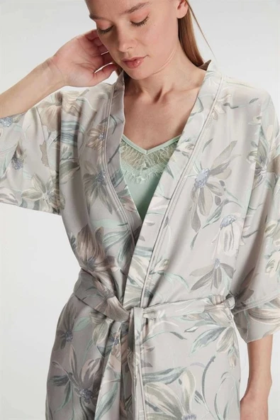 AMORA SECRET Arias Closet Sabahlık Atlet ve Pantolon Takım Pamuklu Pijama Set - 3