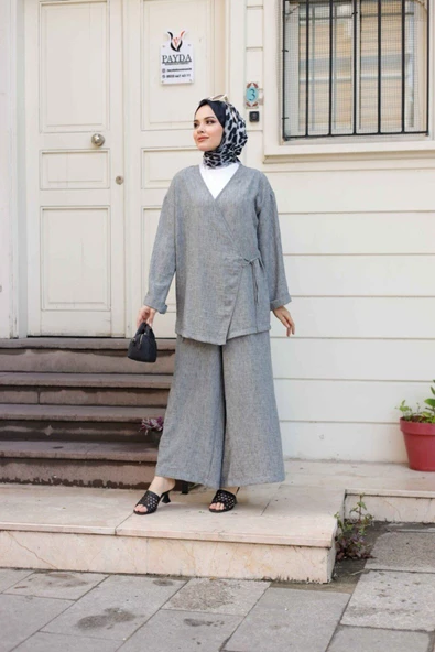 Kadın Tesettür Takım 2'Li Kimono & Pantolon Takımı - 10