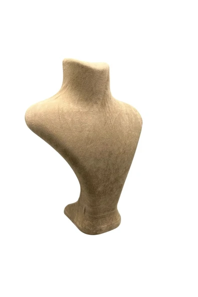 Londra Model Süet Kumaş Sütlü Kahve Renk 28/18 Cm Kolye Sergileme Mankeni - Resim 2