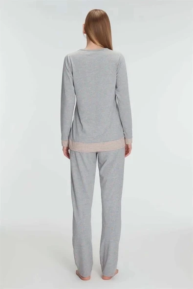 AmoraSecret AmoraSecret Pamuklu Uzun Kollu Pijama Takımı - 2