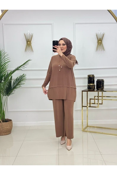 Kadın Tesettür Pantolonlu Takım 2'Li Tunik & Pantolon Takımı - 1