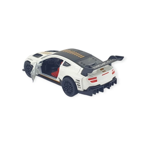 Çek Bırak Araba Metal - 3672C - Beyaz - Sarı - Resim 3