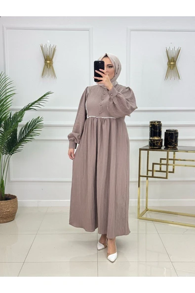 Kadın Tesettür Müslin Elbise - Resim 7