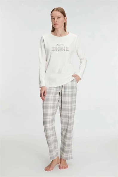 AmoraSecret AmoraSecret Uzun Kol Pamuklu Kışlık Pijama Takımı - 1