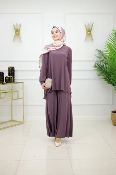 Kadın Tesettür 2'Li Takım Pantolon & Tunik Takımı - 5