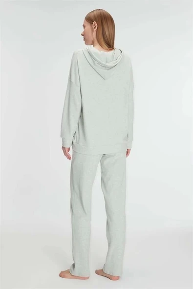 AmoraSecret AmoraSecret Pamuklu Homesuit Kapüşonlu Fermuarlı Ev Giyim Pijama Takımı - 2