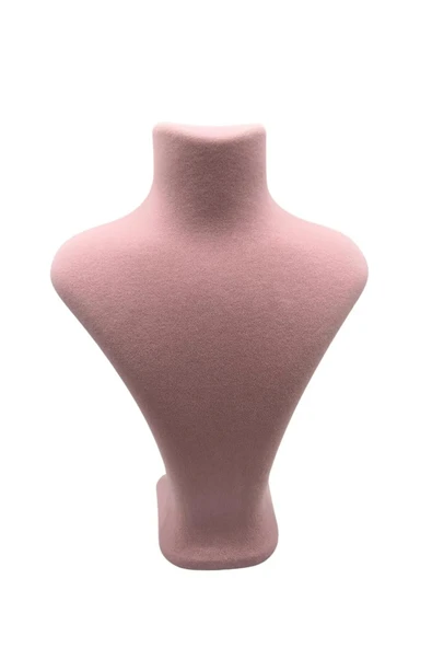Londra Model Süet Kumaş Pembe Renk 28/ 22 Cm Kolye Sergileme Mankeni - 2