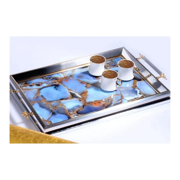 Kosova GA-301 Kulp Lüx Dikdörtgen Tepsi 50 x 31 Gümüş ürün görseli