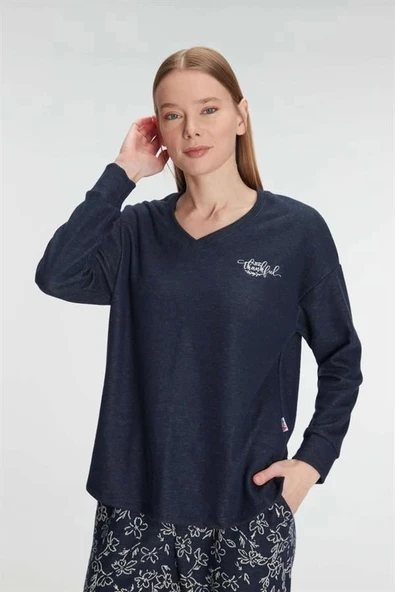 AmoraSecret AmoraSecret Uzun Kol Sweatshirt Pantolon Pijama Takımı - 3