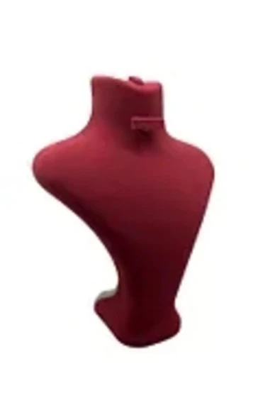 Londra Model Süet Kumaş Kırmızı Renk 28/ 22 Cm Kolye Sergileme Mankeni - 3