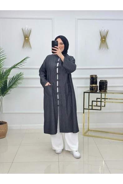 Kadın Tesettür Denim Kap - Resim 5