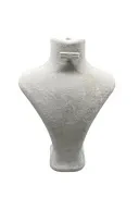 Londra Model Süet Kumaş Krem Renk 28/ 22 Cm Takım Kolye-Küpe-Yüzük Sergileme Mankeni - 2